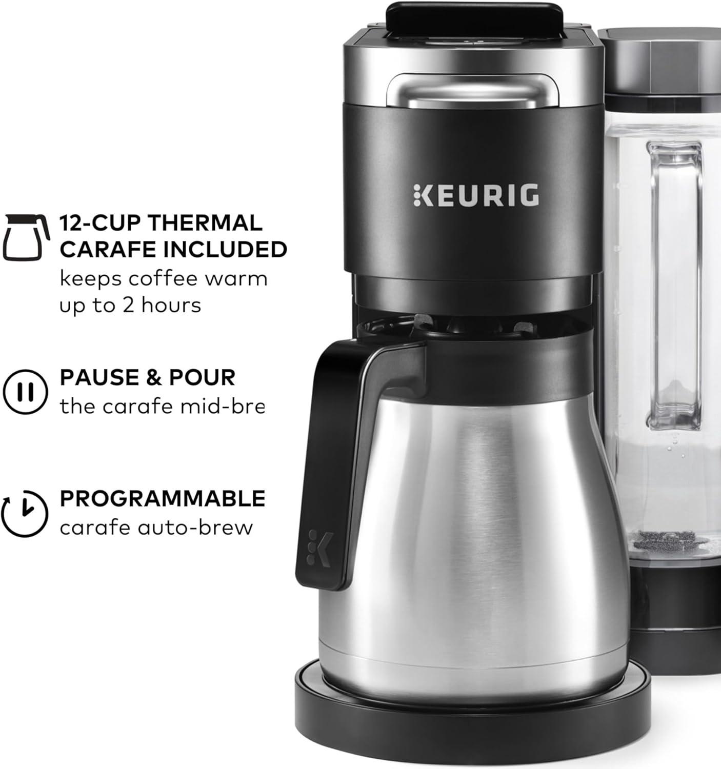 imageKeurig KDuo Plus Single Serve amp Carafe Coffee Maker MultiPosition 60oz Removable Reservoir Programmable Auto Brew Carafe Black