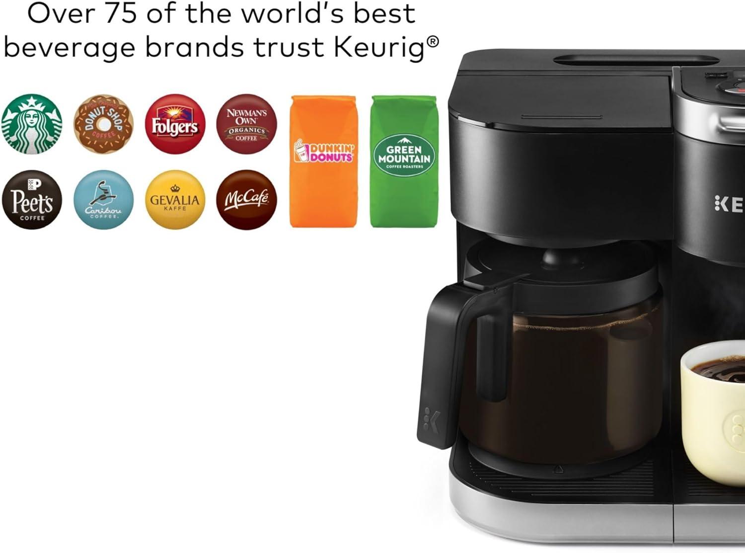 imageKeurig KDuo Single Serve KCup Pod amp Carafe Coffee Maker with Multiple Brew Sizes 60oz Removable Reservoir Programmable Auto Brew Carafe Gen 1 Black