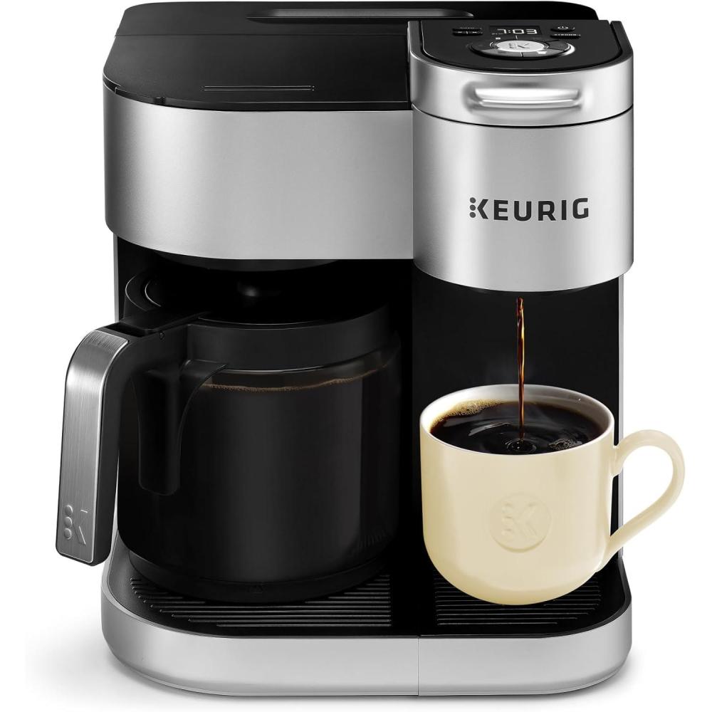 imageKeurig KDuo Special Edition Single Serve KCup Pod amp Carafe Coffee Maker Multiple Brew Sizes Sleek Silver Colored Finish 60oz Removable Reservoir Silver