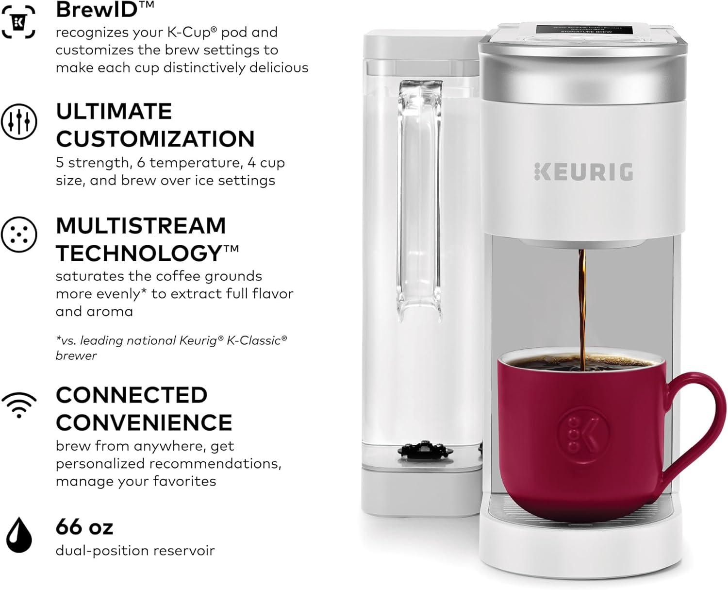 imageKeurig KSupreme SMART Single Serve Coffee Maker With Wifi Compatibility 4 Brew Sizes And 66oz Removable Reservoir Compatible with Alexa GrayWhite