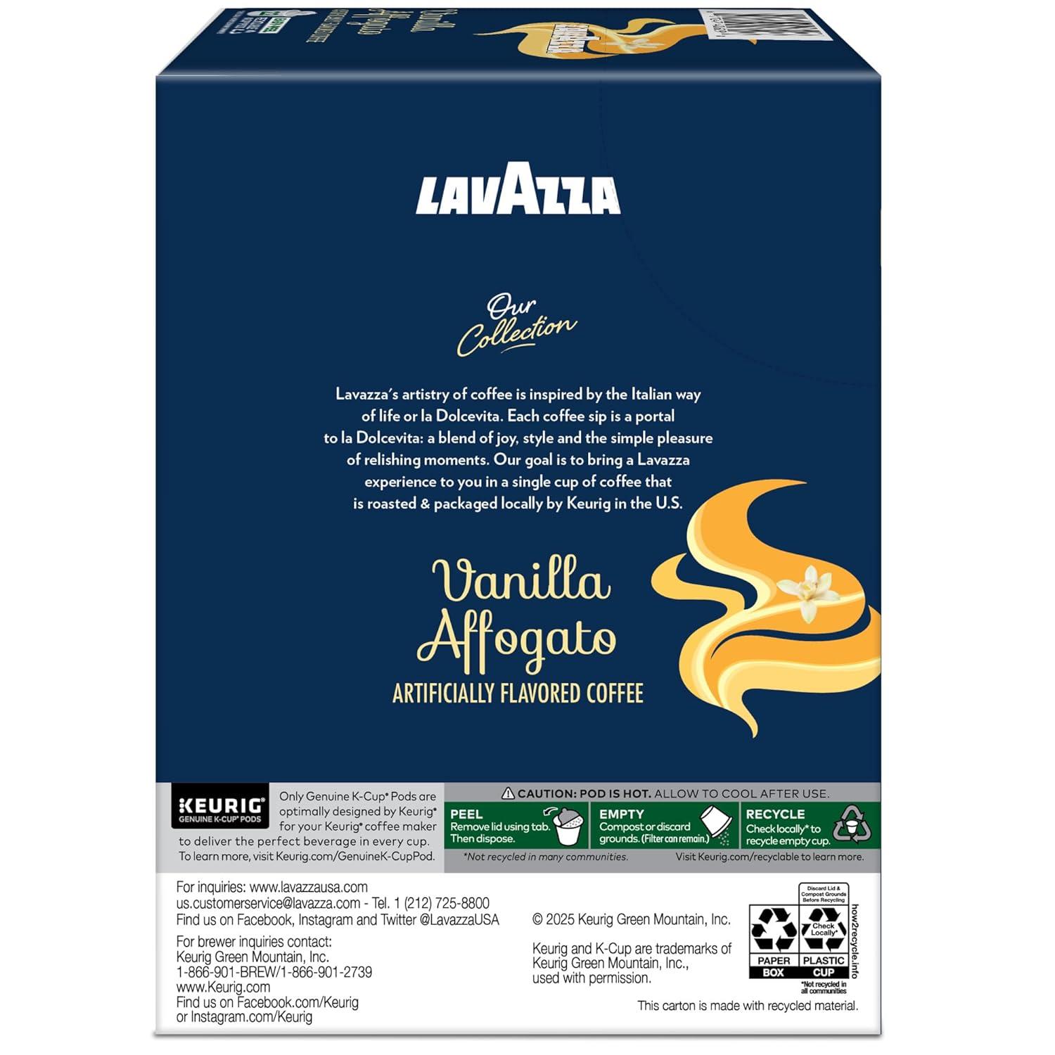 imageLavazza Tiramis Coffee Single Serve Keurig KCup Pods Flavored Coffee 60Count Box 6 Packs of 10Vanilla Affogato