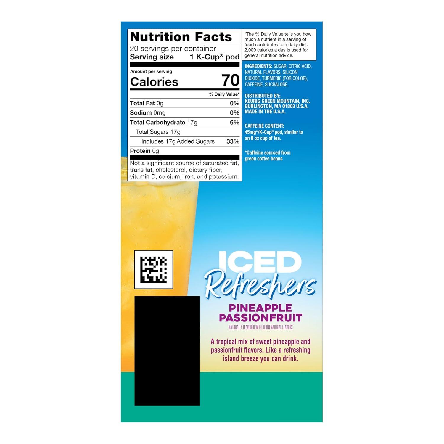 imageThe Original Donut Shop Iced Refreshers Pineapple Passionfruit Flavor Keurig Single Serve KCup Pods 20 CountPineapple Passionfruit Refresher