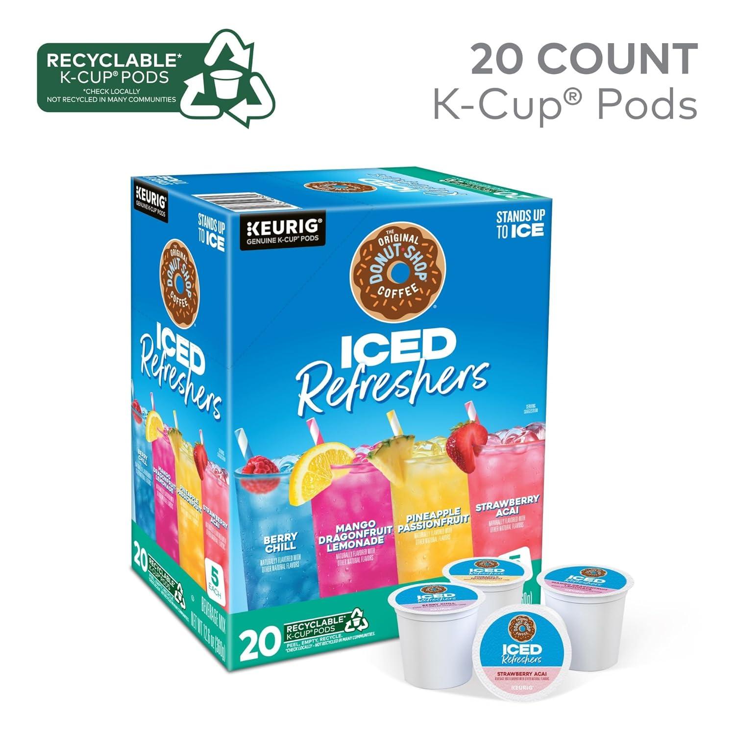 imageThe Original Donut Shop Iced Refreshers Pineapple Passionfruit Flavor Keurig Single Serve KCup Pods 20 CountVariety Pack
