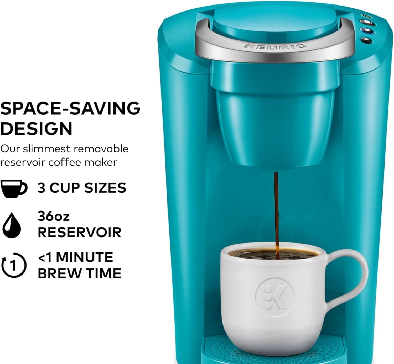 imageKeurig KCompact SingleServe KCup Pod Coffee Maker with 3 Brew Sizes Smart Start Feature 36oz Removable Reservoir BlackTurquoise