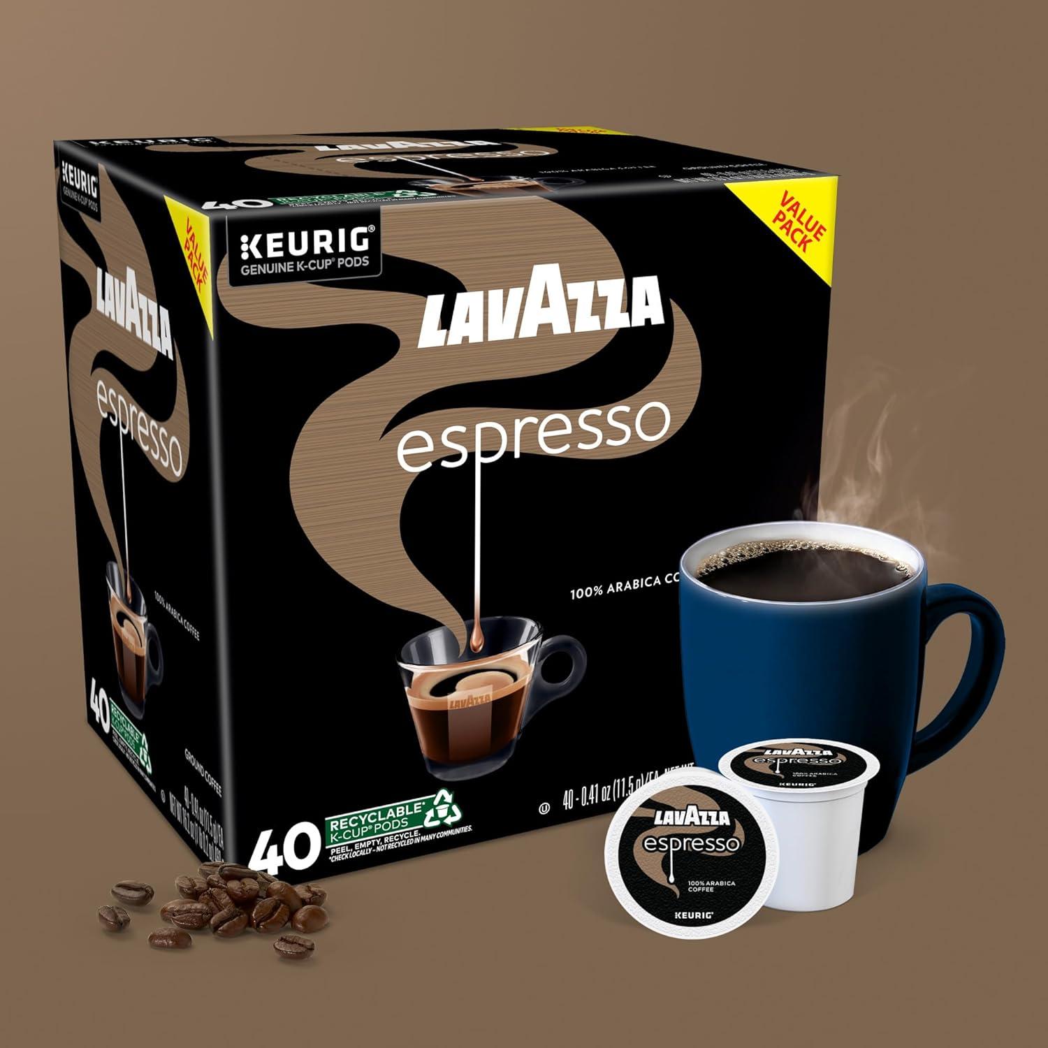 imageLavazza Espresso SingleServe Keurig KCup Pods Medium Roast Coffee 60Count Box 6 Packs of 10Espresso Italiano