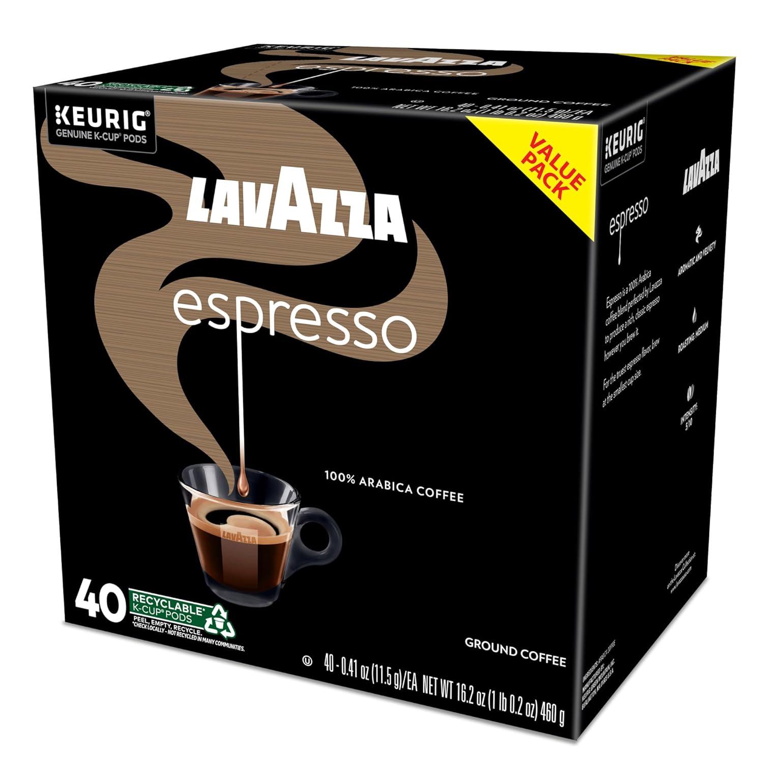 imageLavazza Espresso SingleServe Keurig KCup Pods Medium Roast Coffee 60Count Box 6 Packs of 10Espresso Italiano