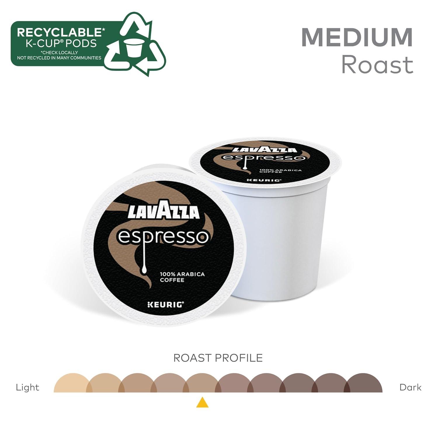 imageLavazza Espresso SingleServe Keurig KCup Pods Medium Roast Coffee 60Count Box 6 Packs of 10Espresso Italiano