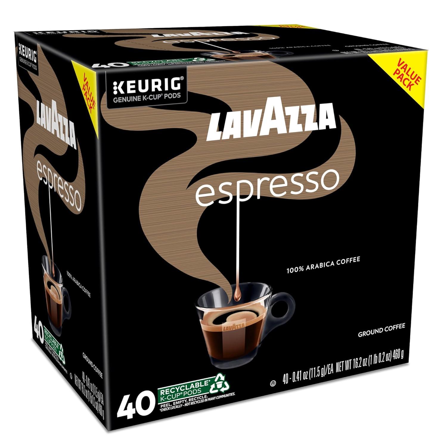 imageLavazza Espresso SingleServe Keurig KCup Pods Medium Roast Coffee 60Count Box 6 Packs of 10Espresso Italiano