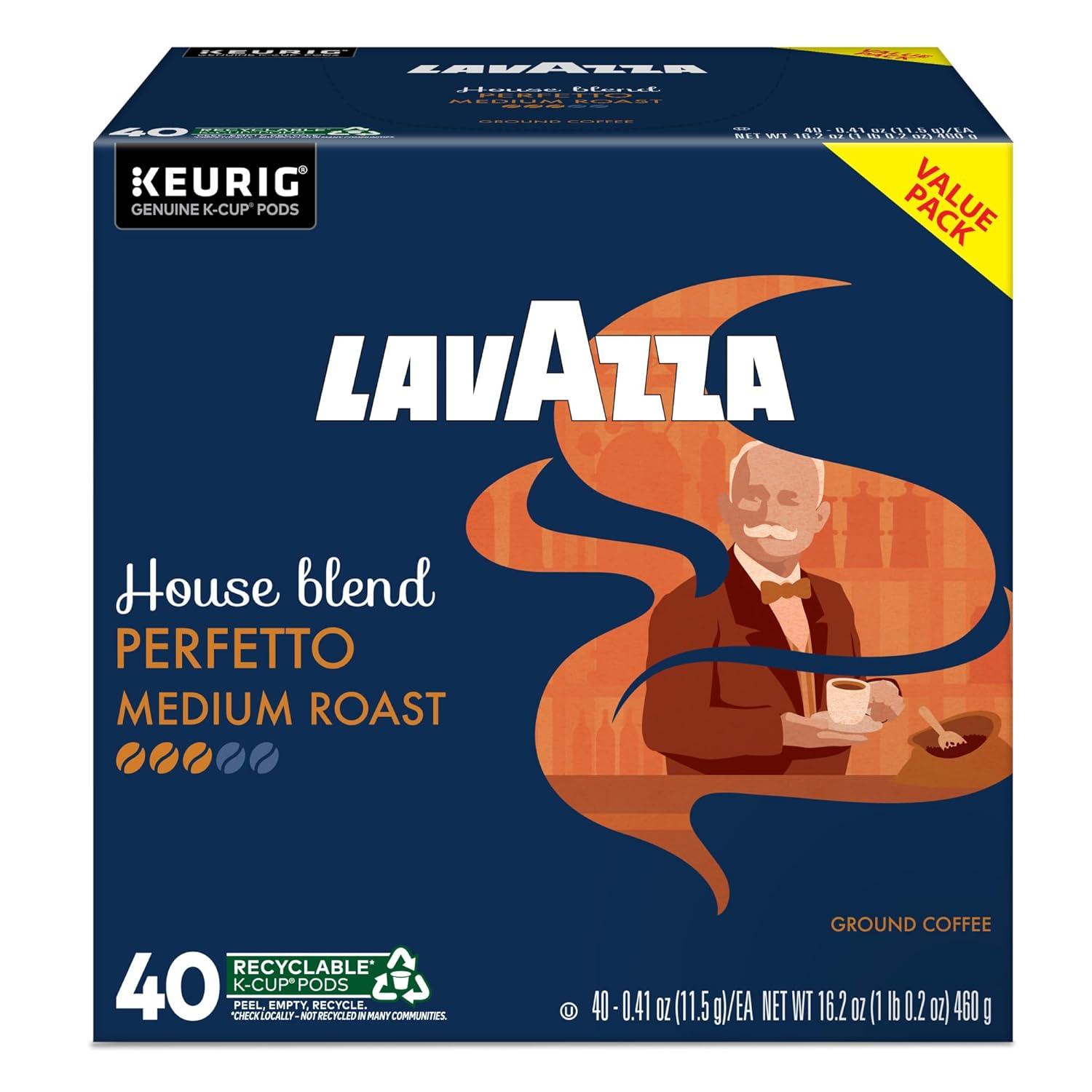 imageLavazza House Blend Perfetto SingleServe Keurig KCup Pods Medium Roast Coffee 60Count Box 6 Packs of 10Perfetto