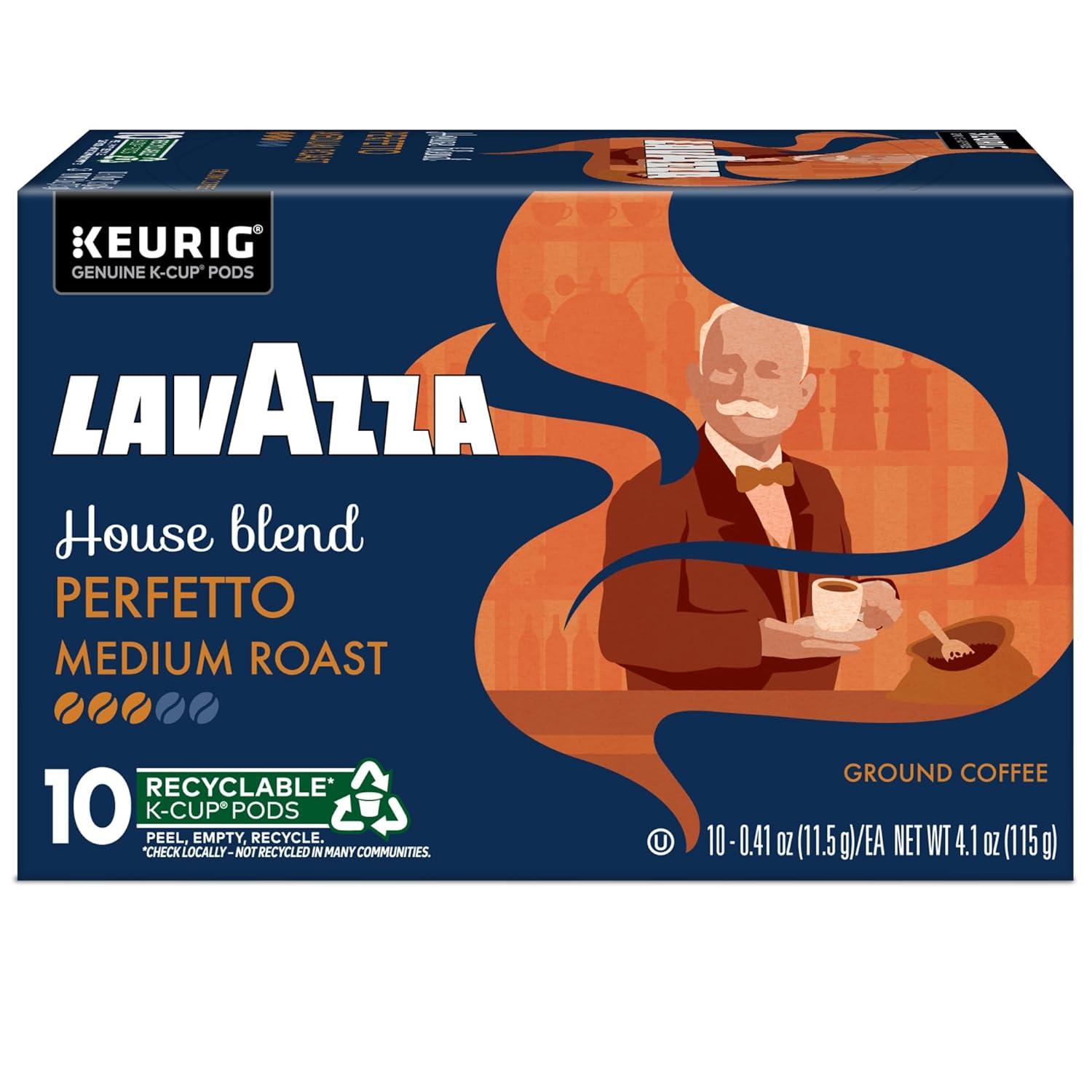 imageLavazza House Blend Perfetto SingleServe Keurig KCup Pods Medium Roast Coffee 60Count Box 6 Packs of 10Perfetto