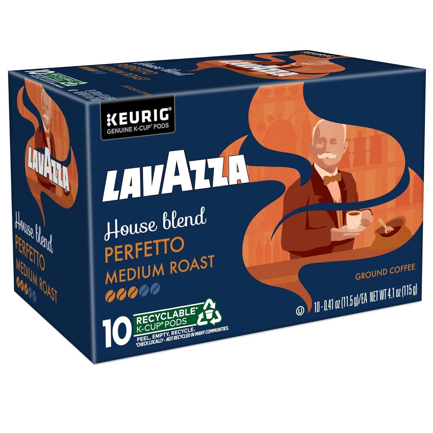 imageLavazza House Blend Perfetto SingleServe Keurig KCup Pods Medium Roast Coffee 60Count Box 6 Packs of 10Perfetto
