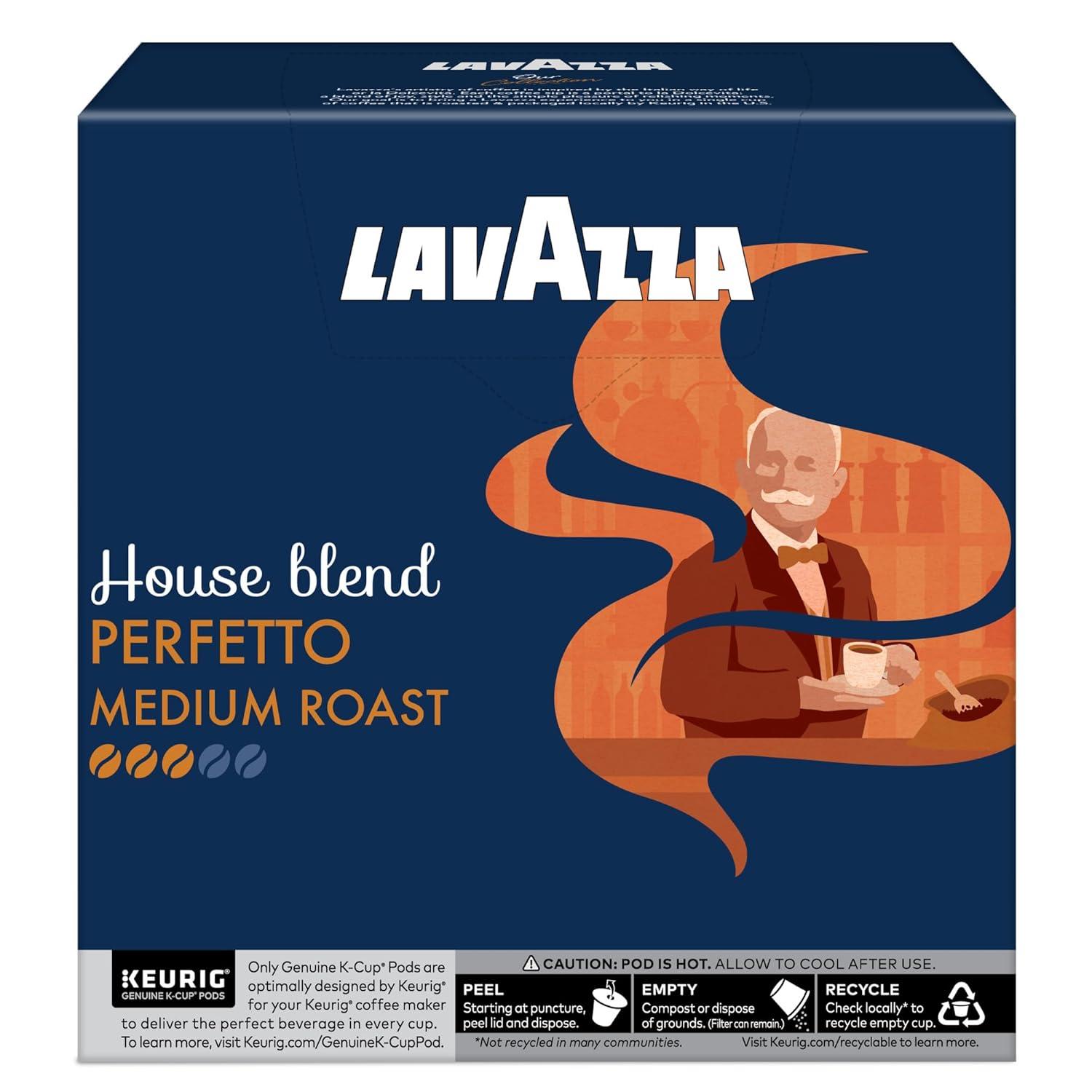 imageLavazza House Blend Perfetto SingleServe Keurig KCup Pods Medium Roast Coffee 60Count Box 6 Packs of 10Perfetto