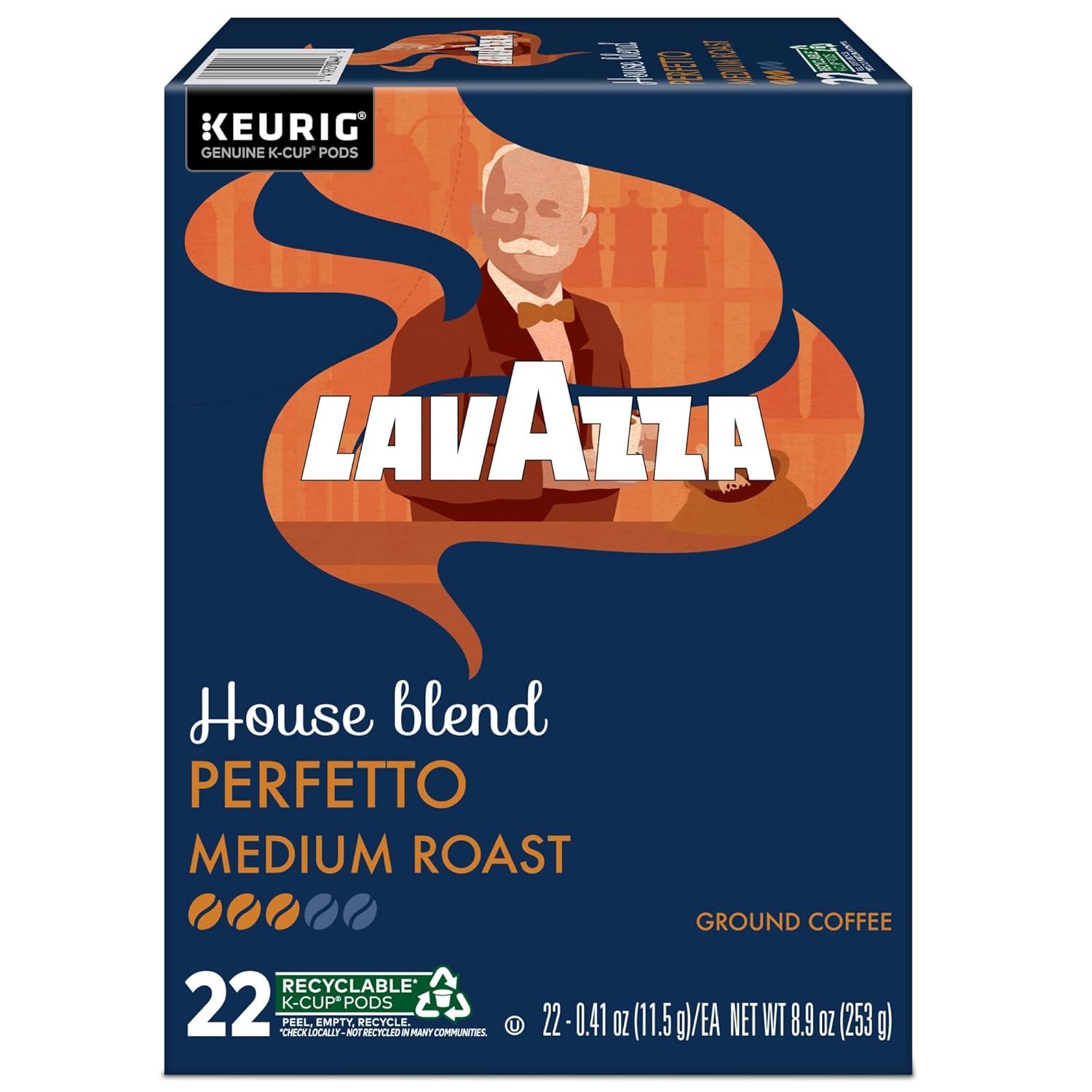 imageLavazza House Blend Perfetto SingleServe Keurig KCup Pods Medium Roast Coffee 60Count Box 6 Packs of 10Perfetto