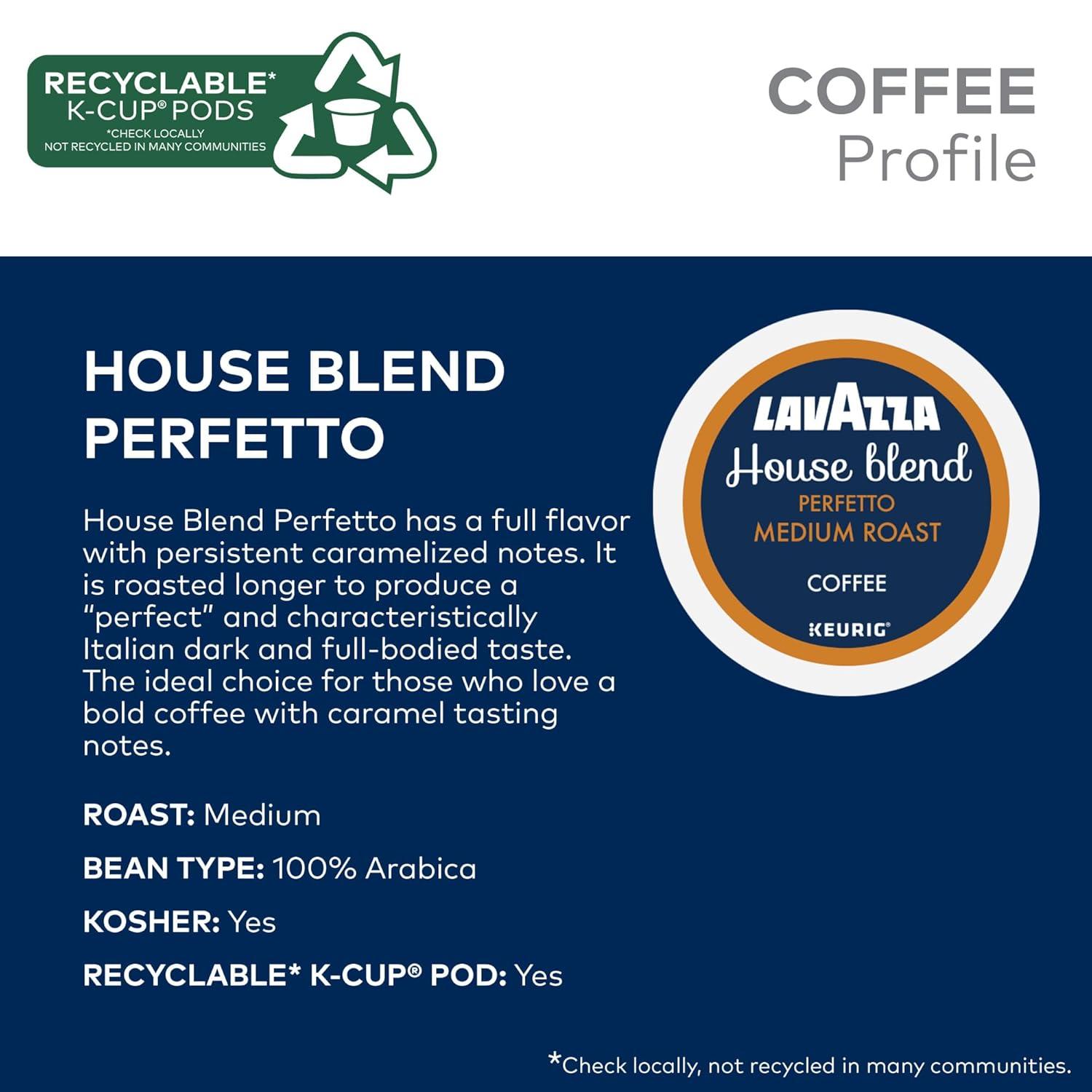 imageLavazza House Blend Perfetto SingleServe Keurig KCup Pods Medium Roast Coffee 60Count Box 6 Packs of 10Perfetto