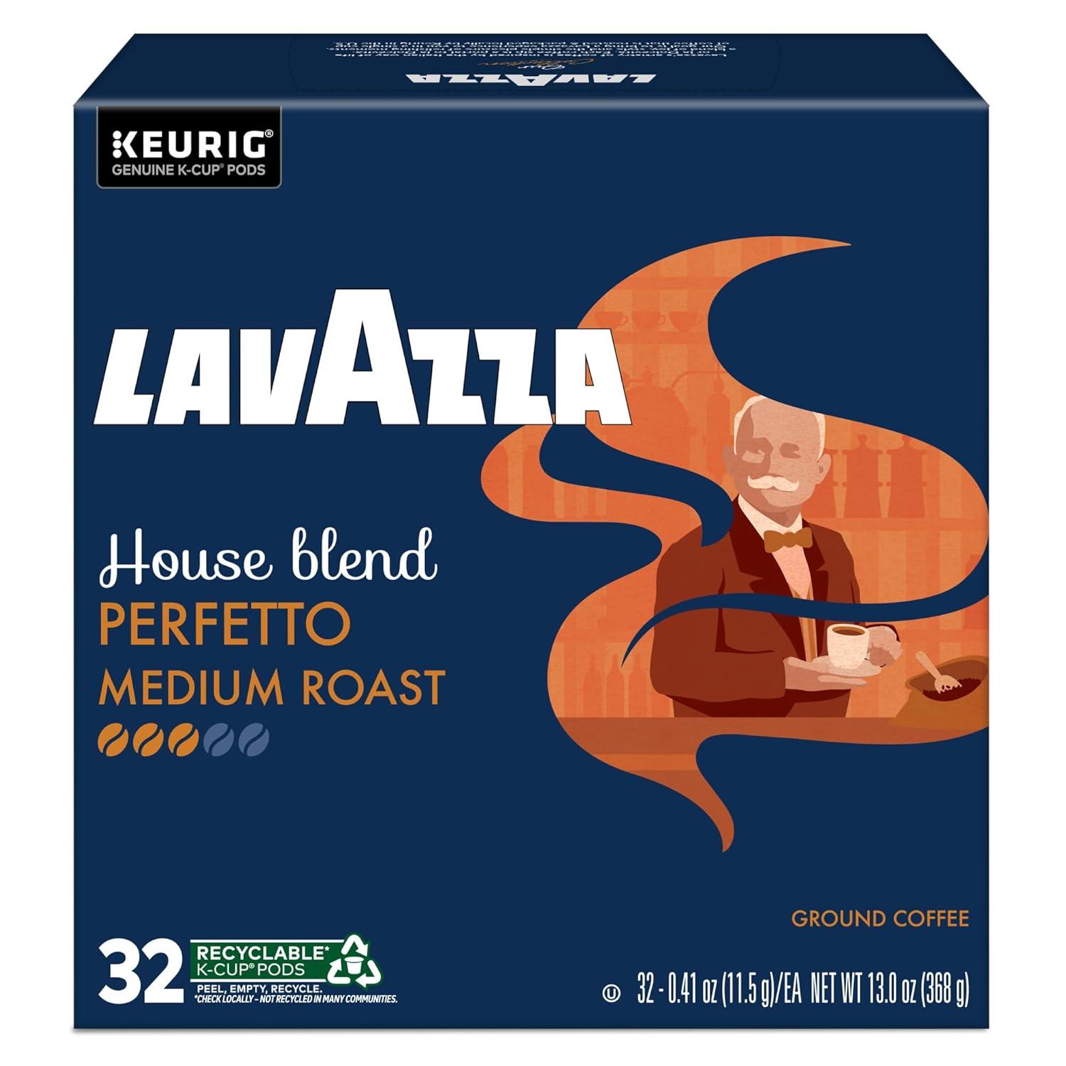 imageLavazza House Blend Perfetto SingleServe Keurig KCup Pods Medium Roast Coffee 60Count Box 6 Packs of 10Perfetto