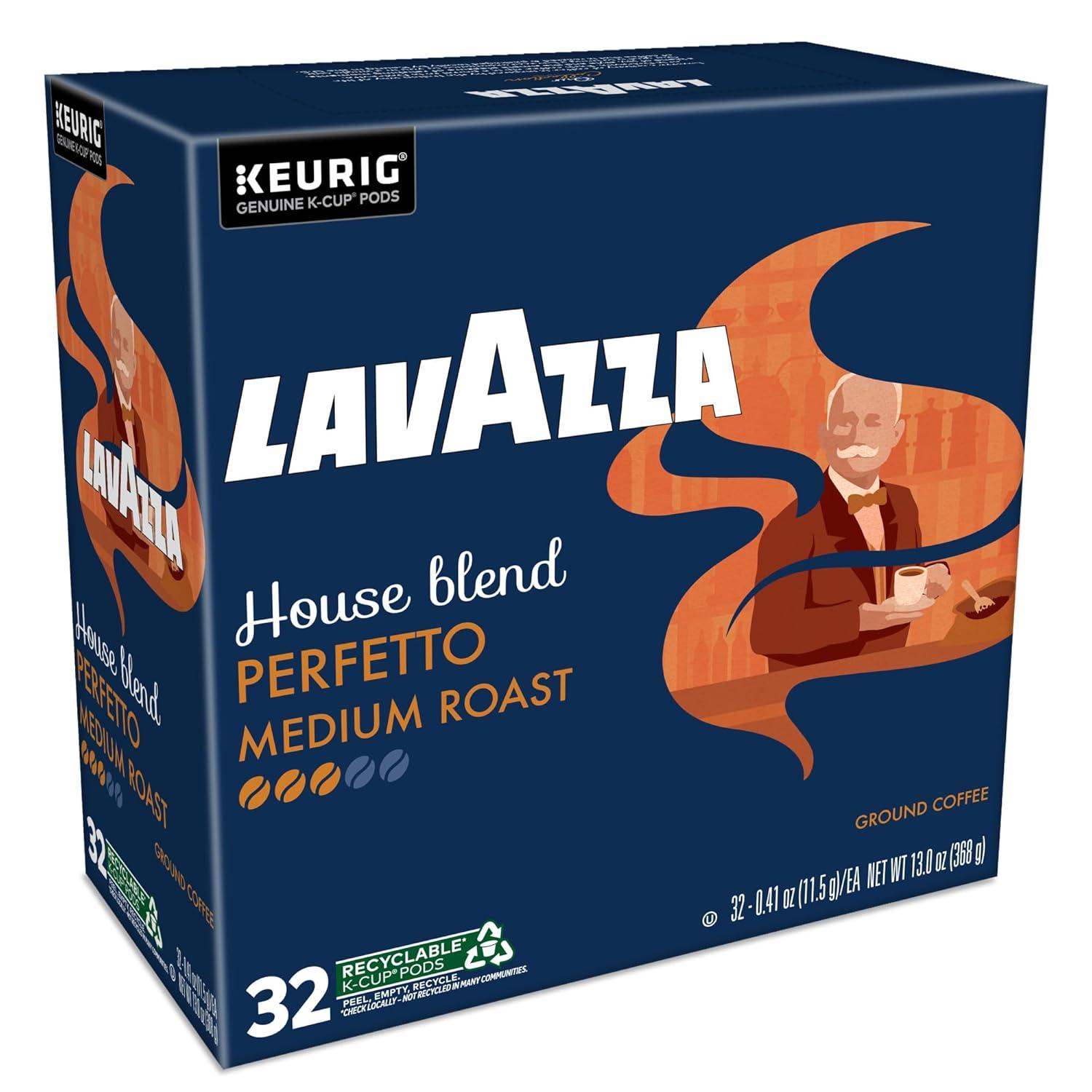 imageLavazza House Blend Perfetto SingleServe Keurig KCup Pods Medium Roast Coffee 60Count Box 6 Packs of 10Perfetto