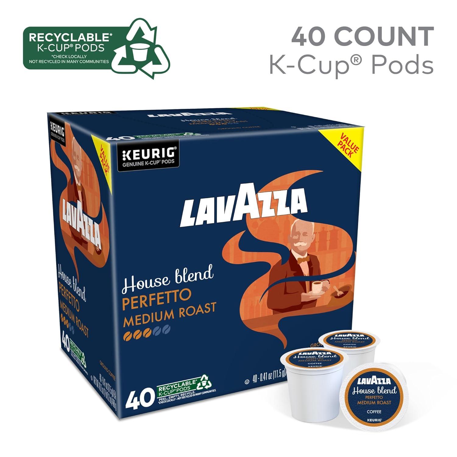 imageLavazza House Blend Perfetto SingleServe Keurig KCup Pods Medium Roast Coffee 60Count Box 6 Packs of 10Perfetto