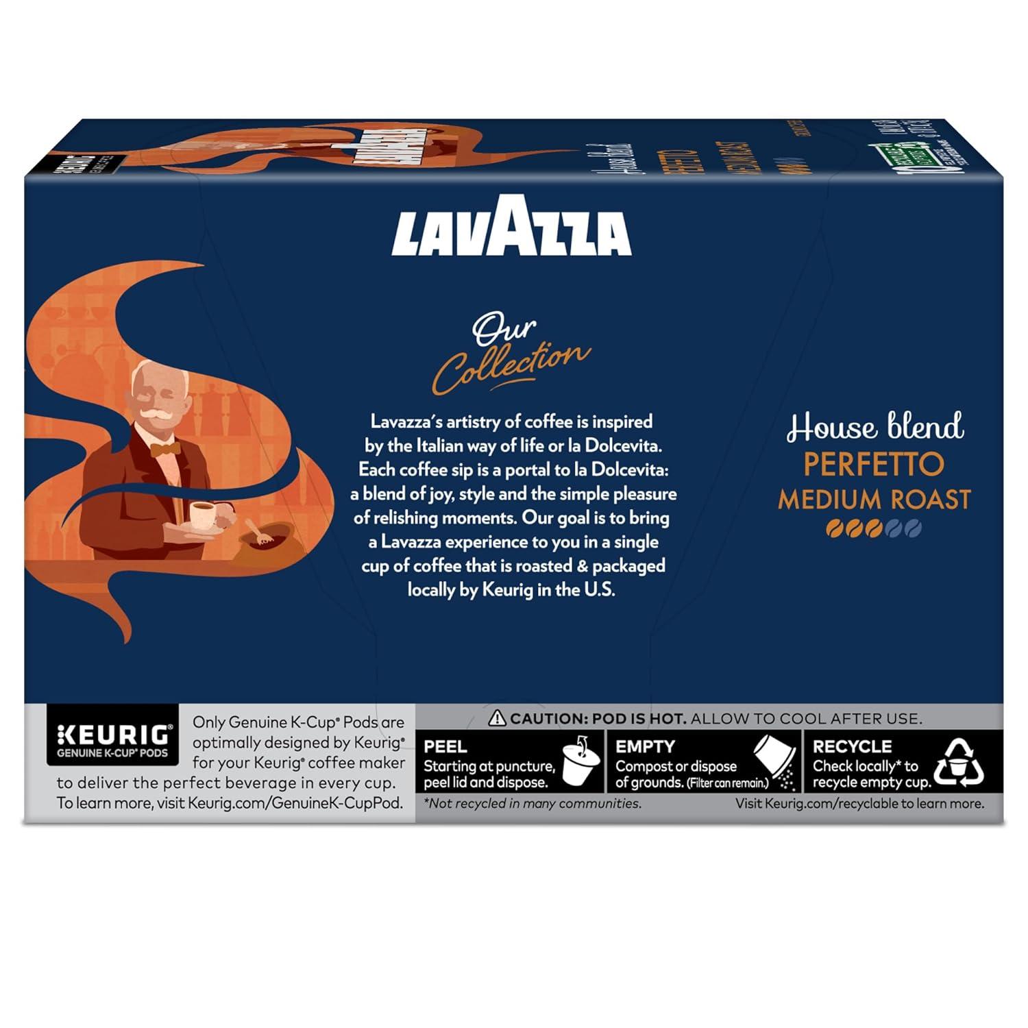 imageLavazza House Blend Perfetto SingleServe Keurig KCup Pods Medium Roast Coffee 60Count Box 6 Packs of 10Perfetto