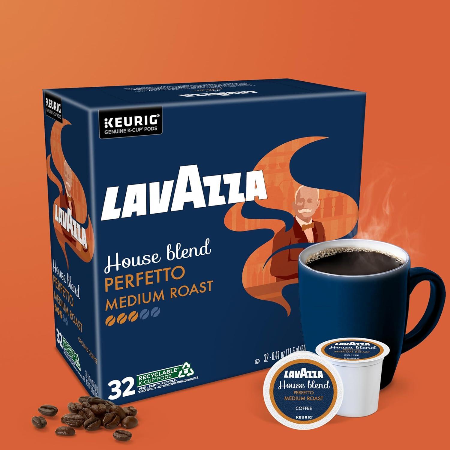 imageLavazza House Blend Perfetto SingleServe Keurig KCup Pods Medium Roast Coffee 60Count Box 6 Packs of 10Perfetto
