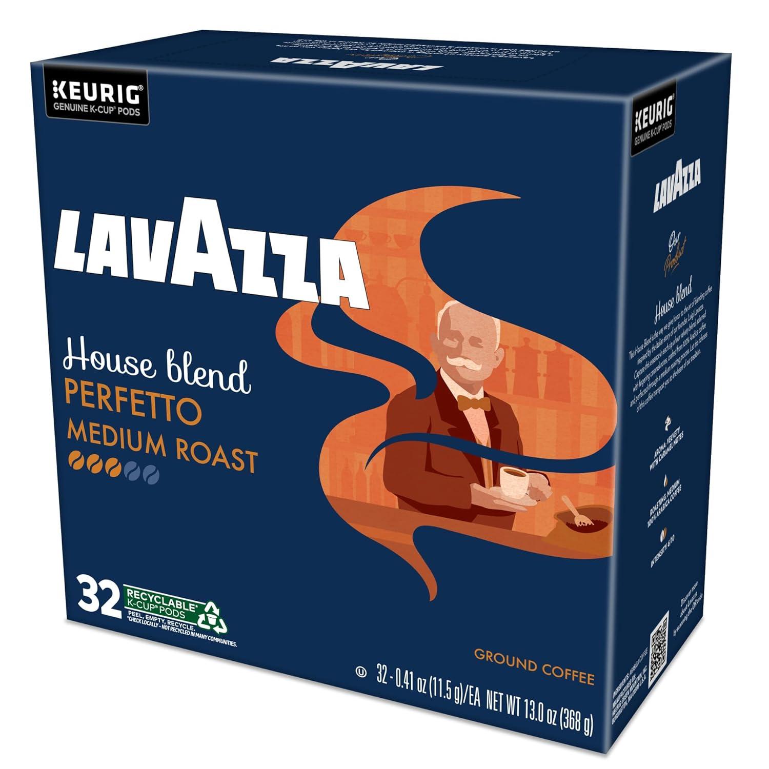imageLavazza House Blend Perfetto SingleServe Keurig KCup Pods Medium Roast Coffee 60Count Box 6 Packs of 10Perfetto