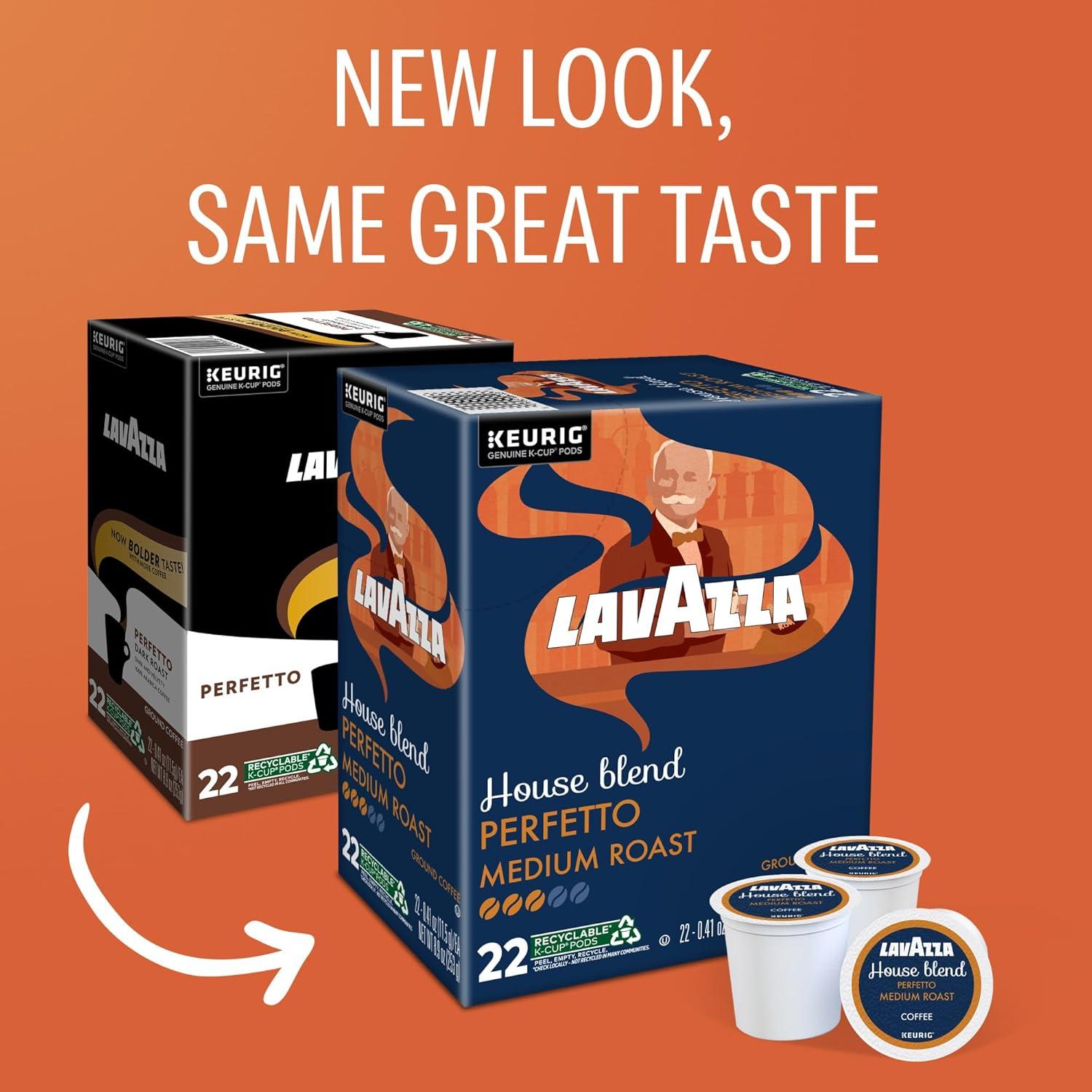 imageLavazza House Blend Perfetto SingleServe Keurig KCup Pods Medium Roast Coffee 60Count Box 6 Packs of 10Perfetto