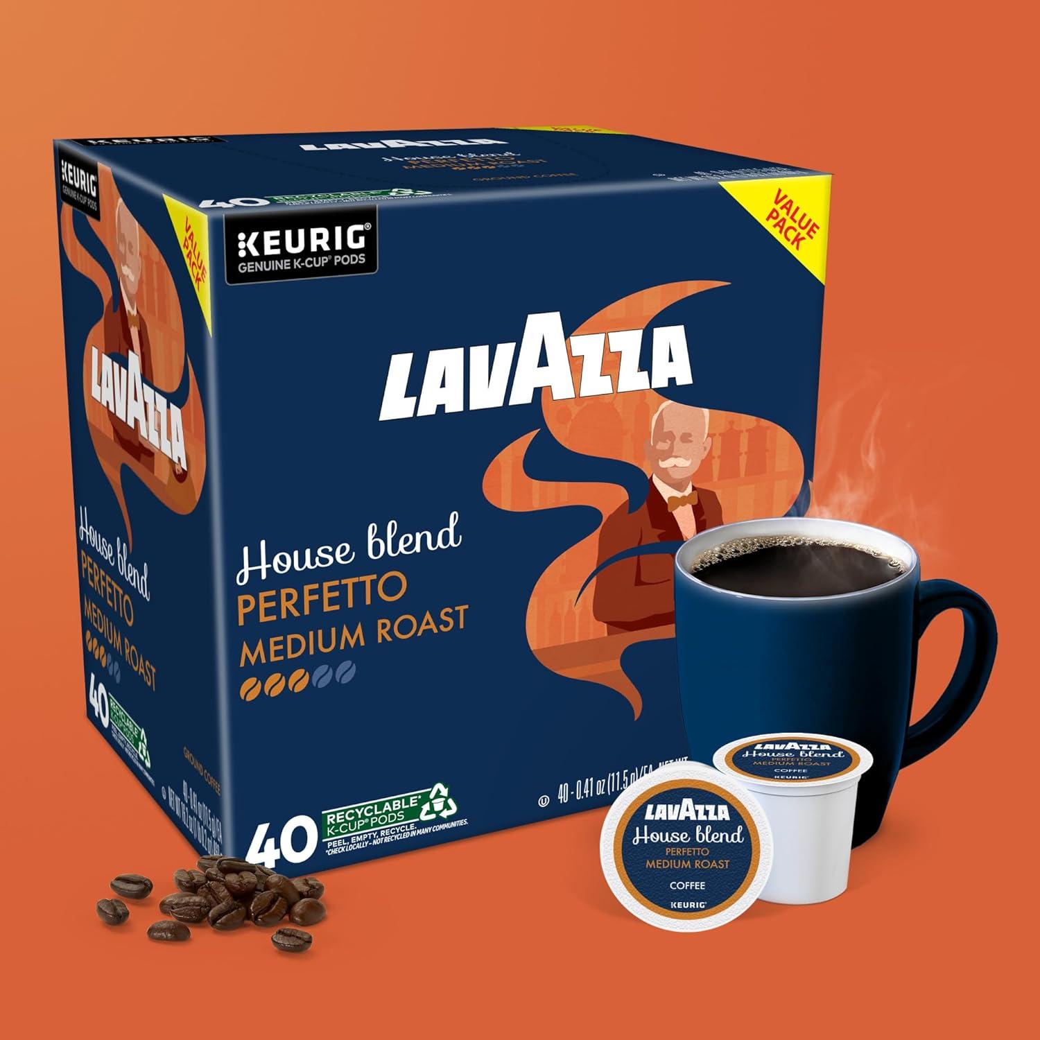 imageLavazza House Blend Perfetto SingleServe Keurig KCup Pods Medium Roast Coffee 60Count Box 6 Packs of 10Perfetto
