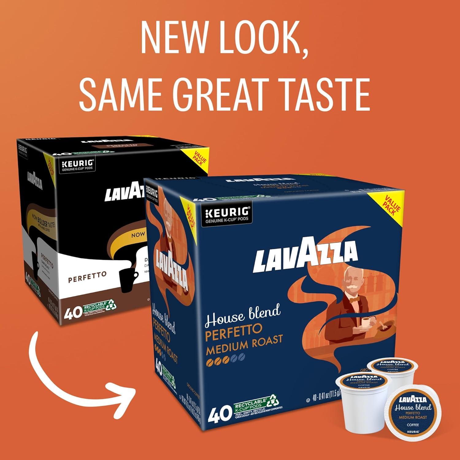 imageLavazza House Blend Perfetto SingleServe Keurig KCup Pods Medium Roast Coffee 60Count Box 6 Packs of 10Perfetto