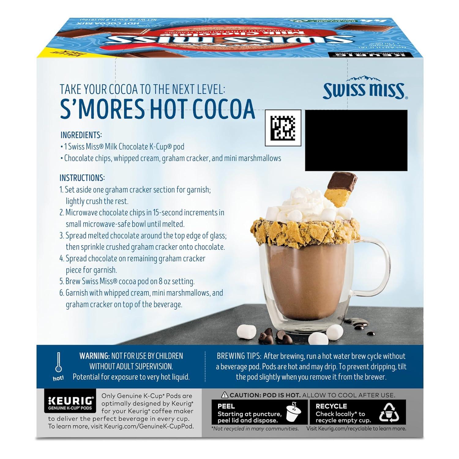 imageSwiss Miss Peppermint Hot Cocoa Keurig SingleServe KCup Pods 60 Count 6 Packs of 10Milk Chocolate