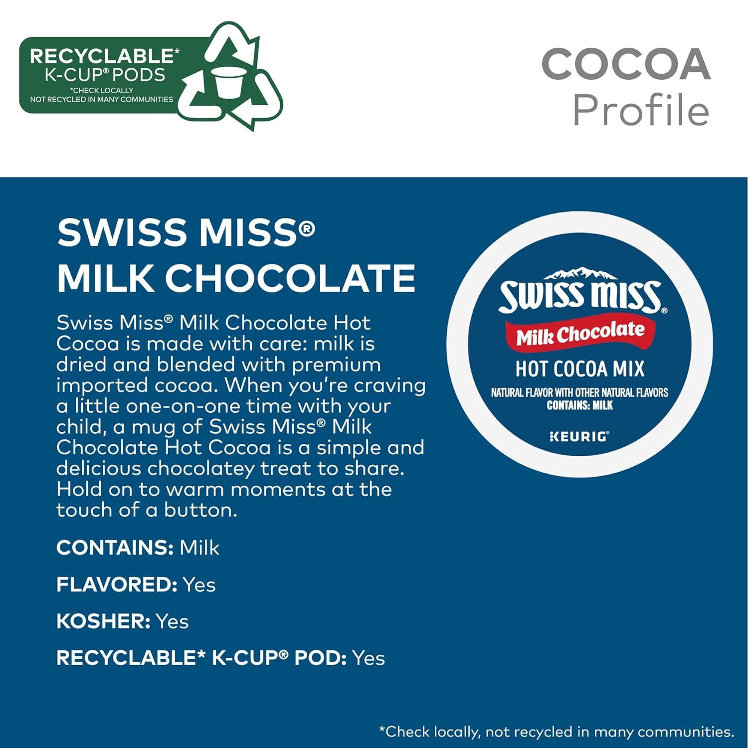 imageSwiss Miss Peppermint Hot Cocoa Keurig SingleServe KCup Pods 60 Count 6 Packs of 10Milk Chocolate