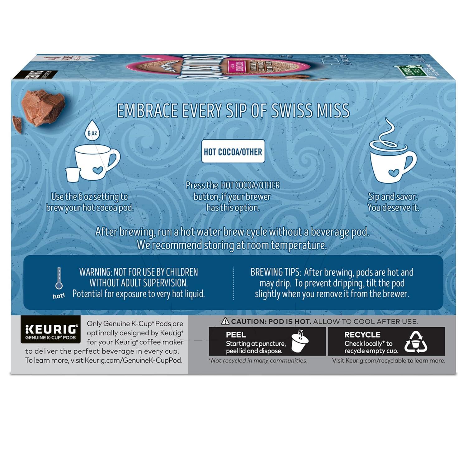 imageSwiss Miss Peppermint Hot Cocoa Keurig SingleServe KCup Pods 60 Count 6 Packs of 10Reduced Calorie