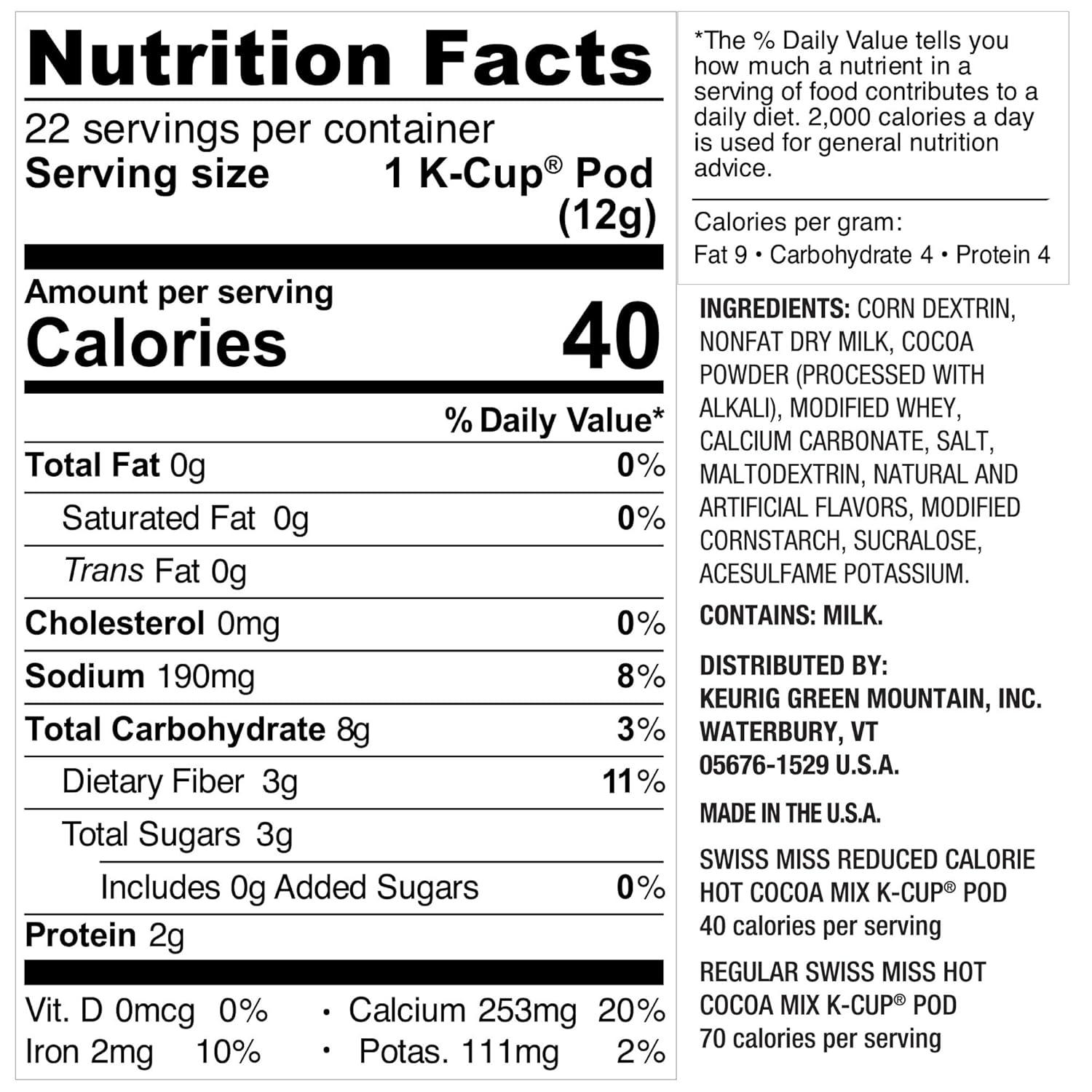 imageSwiss Miss Peppermint Hot Cocoa Keurig SingleServe KCup Pods 60 Count 6 Packs of 10Reduced Calorie