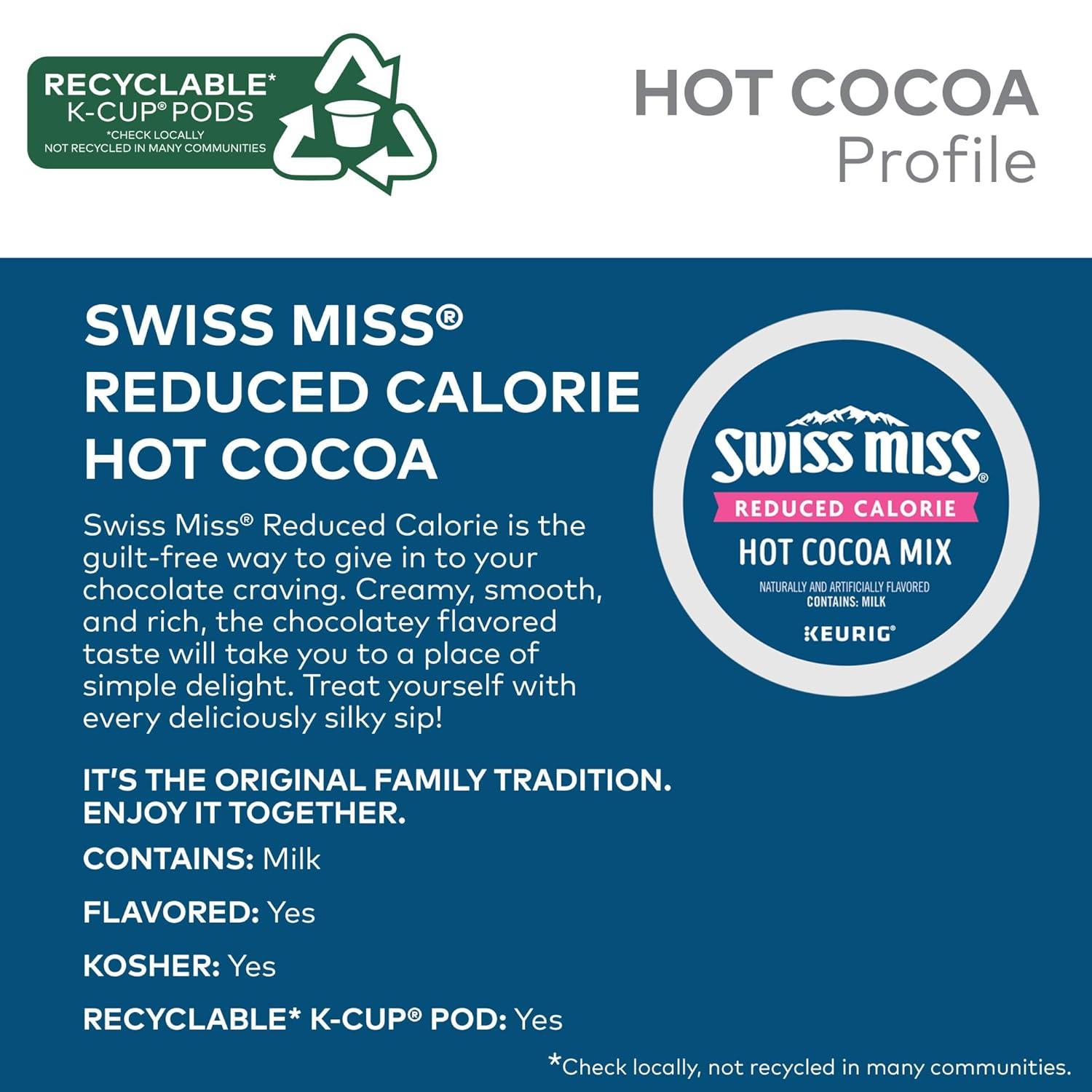imageSwiss Miss Peppermint Hot Cocoa Keurig SingleServe KCup Pods 60 Count 6 Packs of 10Reduced Calorie