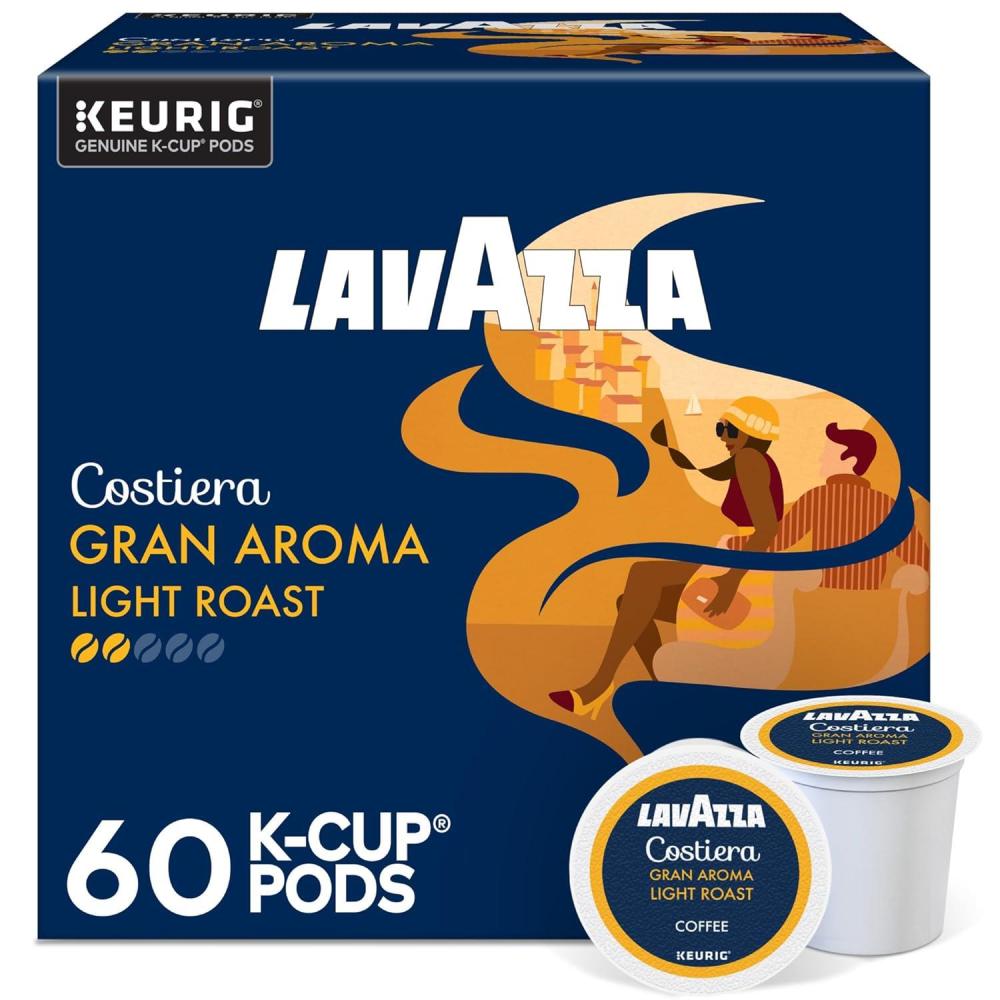 imageLavazza Costiera Gran Aroma SingleServe Keurig KCup Pods Light Roast Coffee 60Count Box 6 Packs of 10Gran Aroma