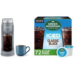 Keurig K-Iced Coffee Maker, Single Serve K-Cup Pod Iced Coffee Maker and Green Mountain Coffee Roasters Brew Over Ice Classic Black, Single Serve Keurig K-Cup Pods, 72 count