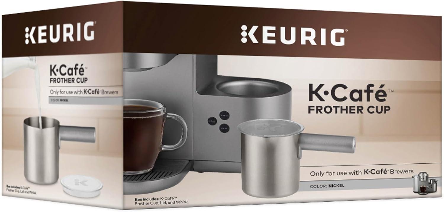 imageKeurig KCaf Milk Frother Cup Replacement Part or Extra80 milliliters Hot and Cold Frothing Compatible with Keurig KCaf Coffee Makers Only NickelNickel