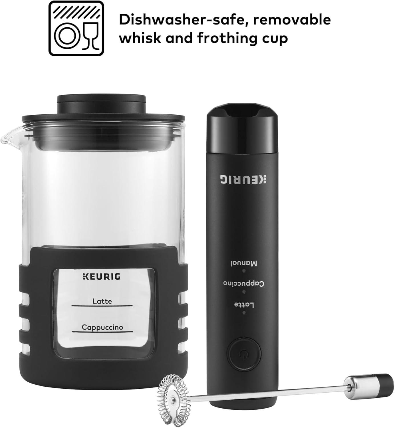 imageKeurig SimpleCafe Frother Rechargeable Handheld Milk Frother for Lattes Cappuccinos amp Iced Coffee USB Cord Included MicrowaveSafe Frothing Cup Hot amp Cold Foam Maker