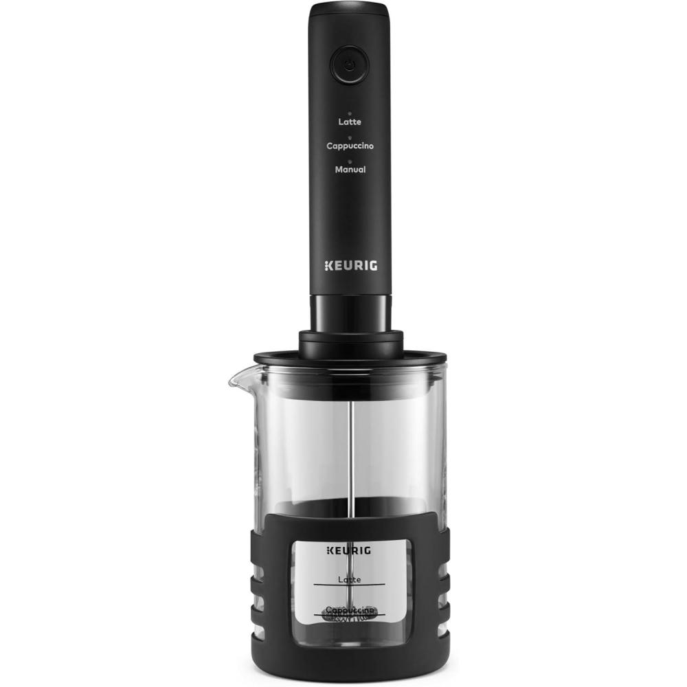 imageKeurig SimpleCafe Frother Rechargeable Handheld Milk Frother for Lattes Cappuccinos amp Iced Coffee USB Cord Included MicrowaveSafe Frothing Cup Hot amp Cold Foam Maker
