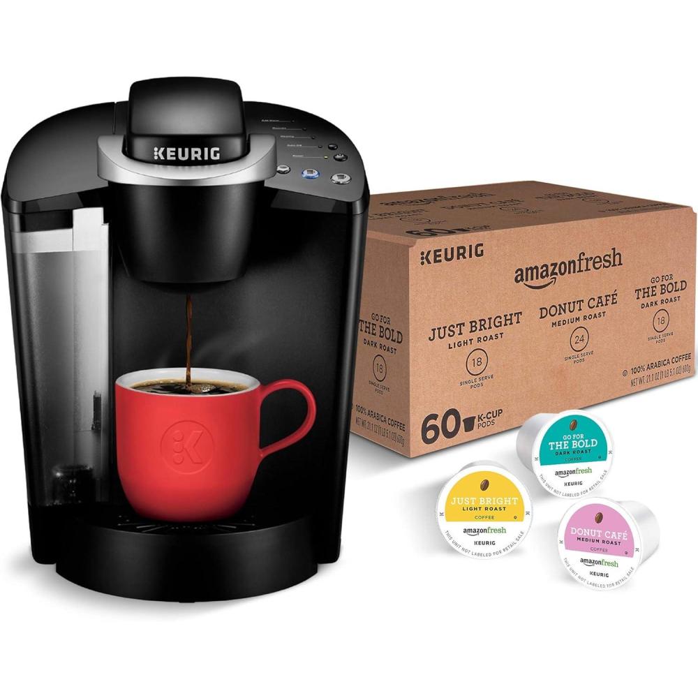 imageKeurig KClassic Coffee Maker with AmazonFresh 60 Ct Coffee Variety Pack 3 FlavorsKClassic Amazon Fresh 60 CT