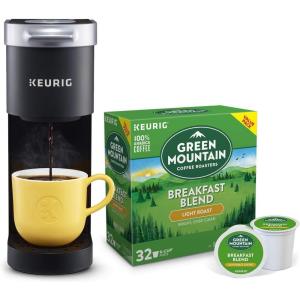 Keurig K-Mini Single Serve Coffee Maker with Green Mountain Breakfast Blend Coffee Pods, 32 count
