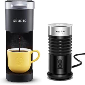 Keurig K-Mini Single-Serve K-Cup Coffee Maker, Black and Keurig Standalone Milk Frother, Black(K-Mini + Black Frother)