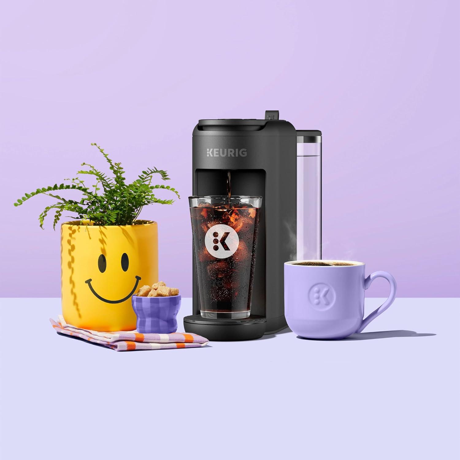 imageKeurig KMini Mate Plus SingleServe KCup Pod Coffee Maker Compact 3 Cup Sizes Brew Over Ice and Strong Button Features 50 oz Removable Reservoir Matte BlackBlack