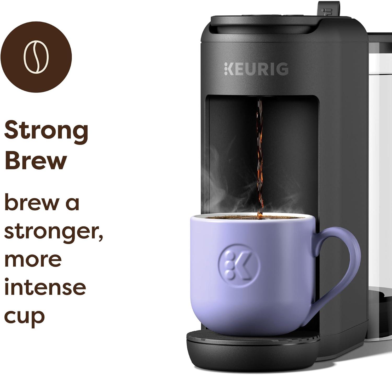 imageKeurig KMini Mate Plus SingleServe KCup Pod Coffee Maker Compact 3 Cup Sizes Brew Over Ice and Strong Button Features 50 oz Removable Reservoir Matte BlackBlack