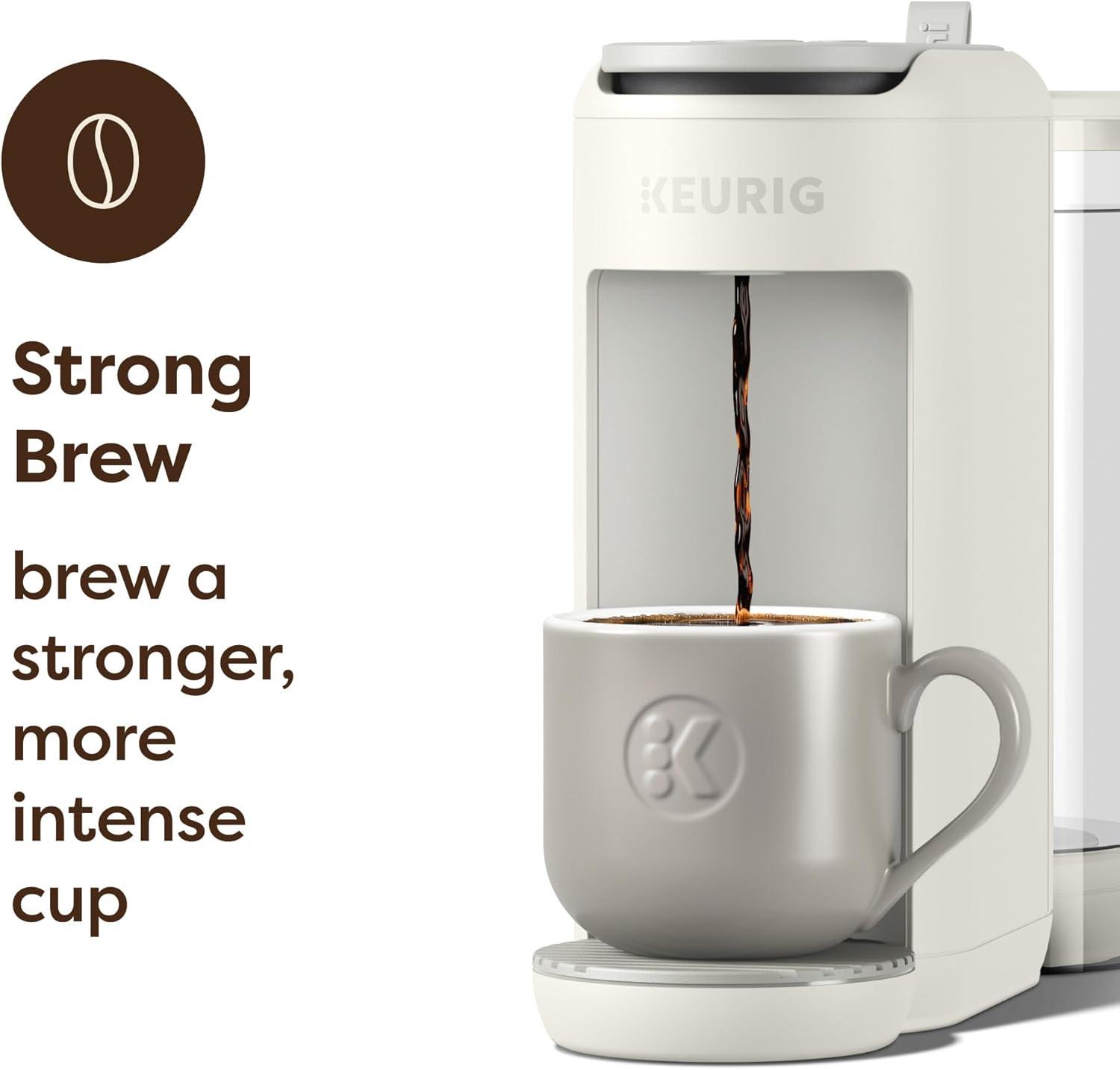 imageKeurig KMini Mate Plus SingleServe KCup Pod Coffee Maker Compact 3 Cup Sizes Brew Over Ice and Strong Button Features 50 oz Removable Reservoir Matte BlackWarm Stone