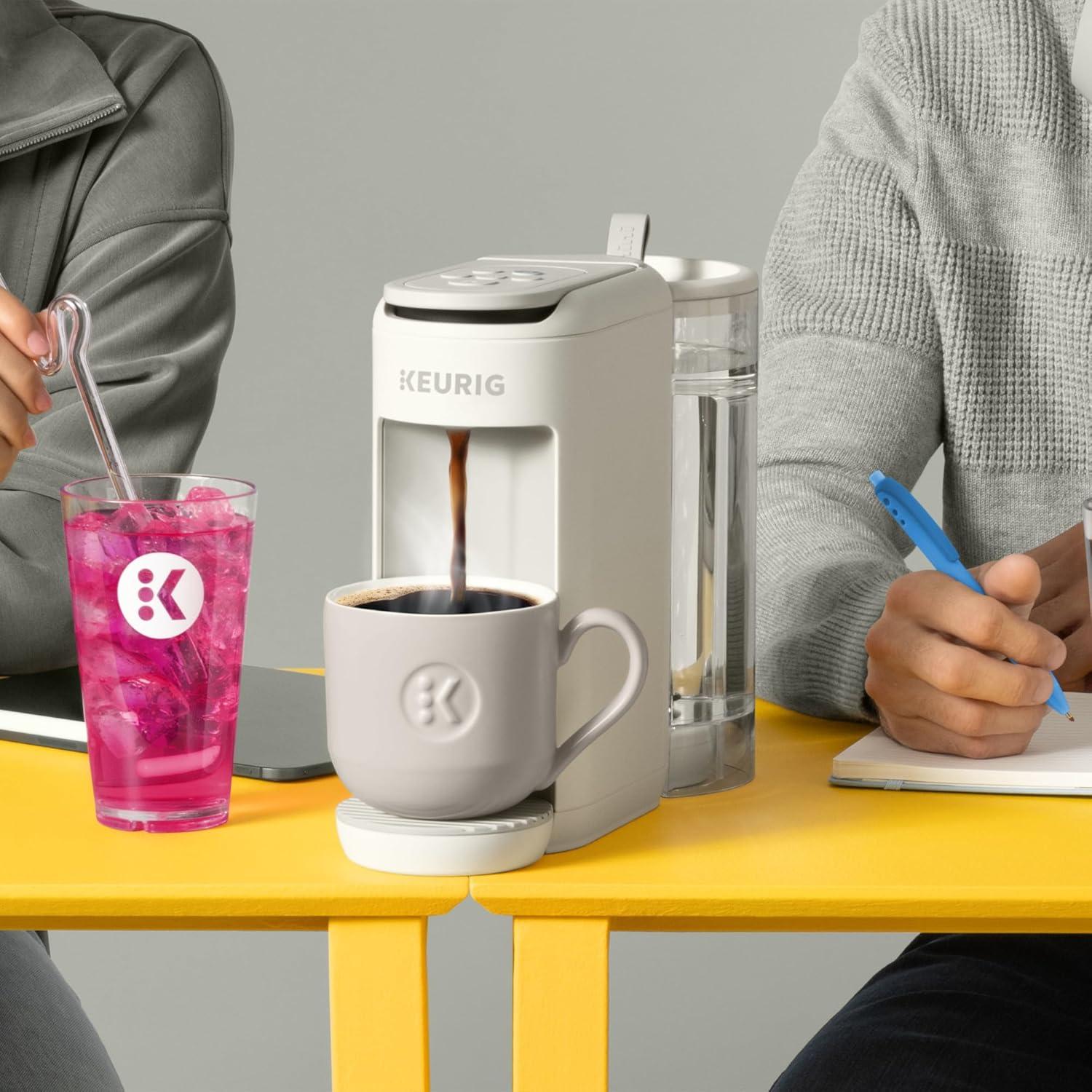 imageKeurig KMini Mate Plus SingleServe KCup Pod Coffee Maker Compact 3 Cup Sizes Brew Over Ice and Strong Button Features 50 oz Removable Reservoir Matte BlackWarm Stone