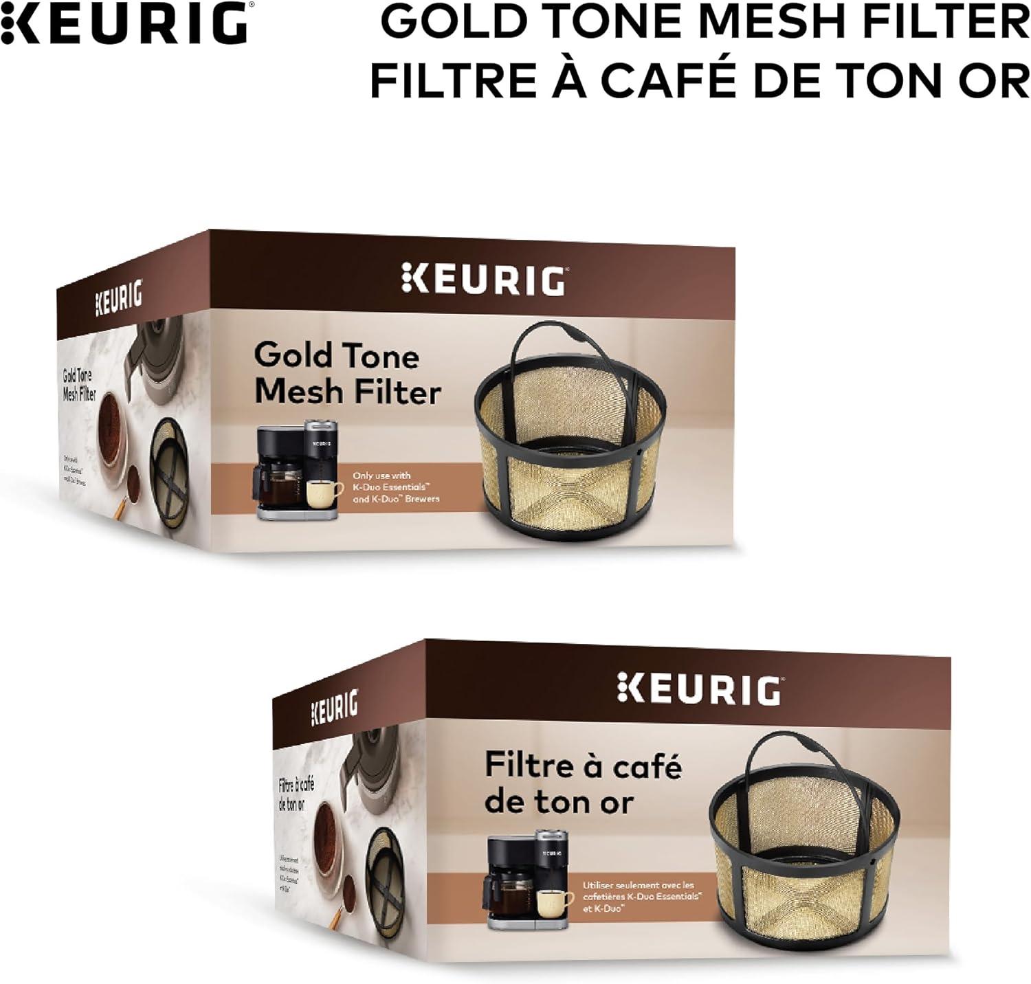 imageKeurig Reusable Mesh Ground Coffee Filter Compatible with KDuo Essentials and KDuo Brewers only EcoFriendly Way to Brew a Carafe Gold Tone MeshEcoFriendly Way to Brew a Carafe