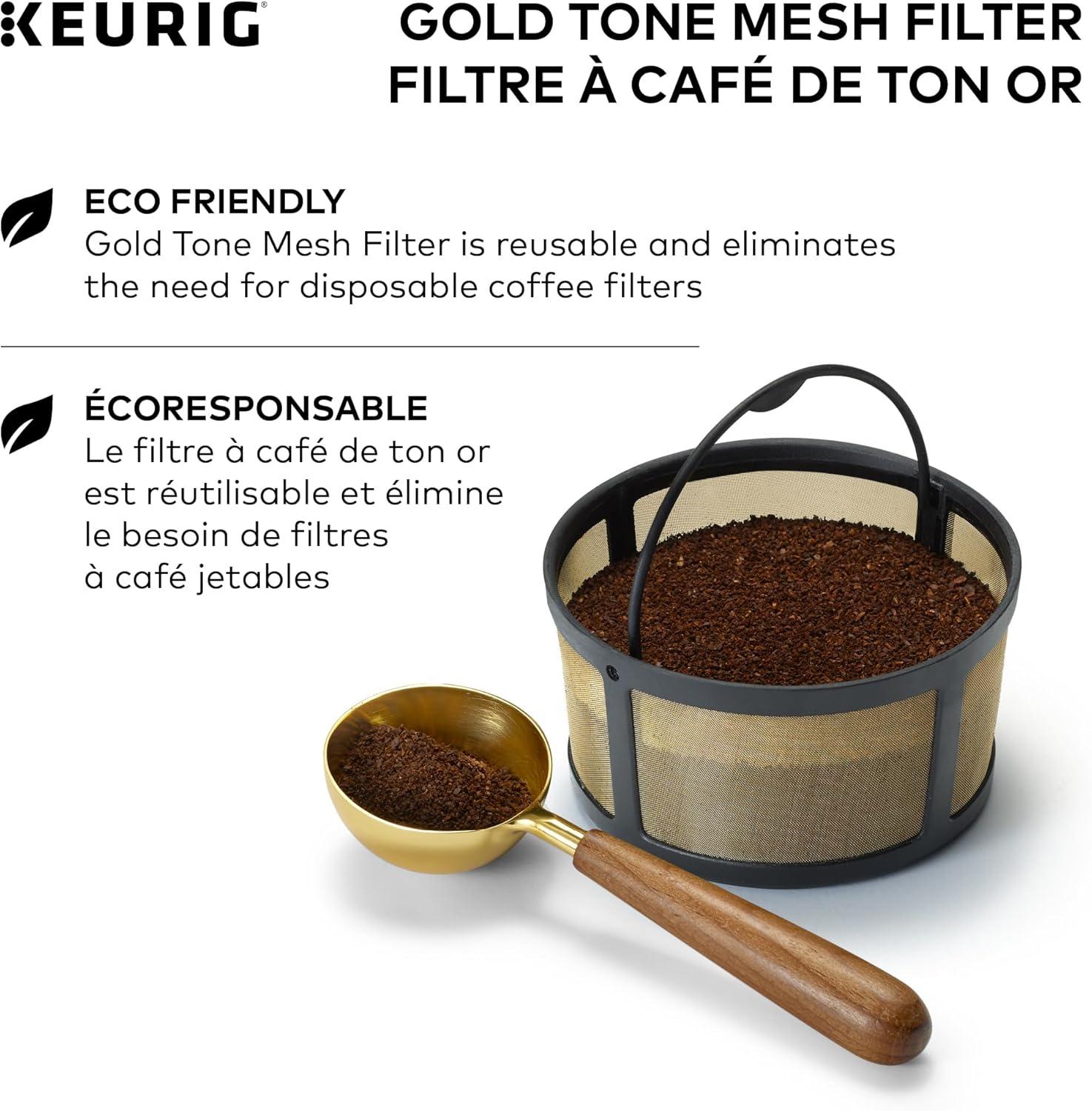 imageKeurig Reusable Mesh Ground Coffee Filter Compatible with KDuo Essentials and KDuo Brewers only EcoFriendly Way to Brew a Carafe Gold Tone MeshEcoFriendly Way to Brew a Carafe Pack of 4