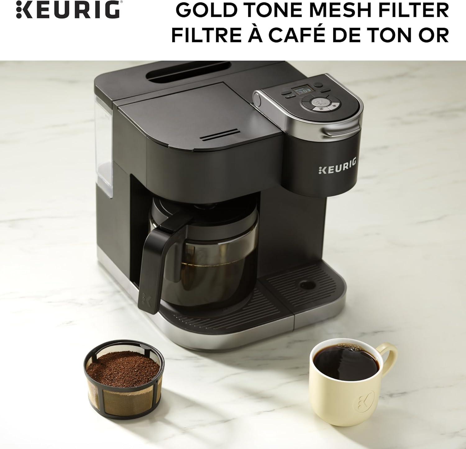 imageKeurig Reusable Mesh Ground Coffee Filter Compatible with KDuo Essentials and KDuo Brewers only EcoFriendly Way to Brew a Carafe Gold Tone MeshEcoFriendly Way to Brew a Carafe Pack of 4