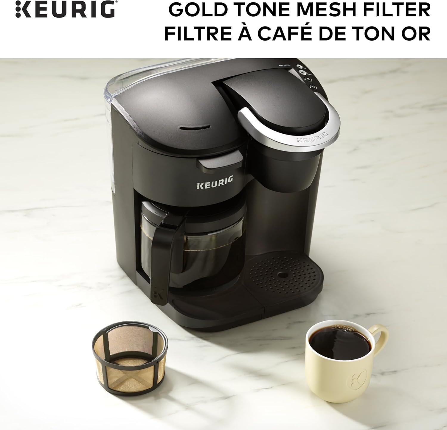imageKeurig Reusable Mesh Ground Coffee Filter Compatible with KDuo Essentials and KDuo Brewers only EcoFriendly Way to Brew a Carafe Gold Tone MeshEcoFriendly Way to Brew a Carafe Pack of 4