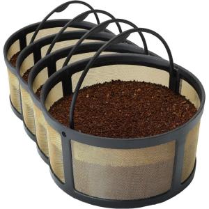 Keurig Reusable Mesh Ground Coffee Filter, Compatible with K-Duo Essentials and K-Duo Brewers only, Eco-Friendly Way to Brew a Carafe, Gold Tone Mesh(Eco-Friendly Way to Brew a Carafe (Pack of 4))