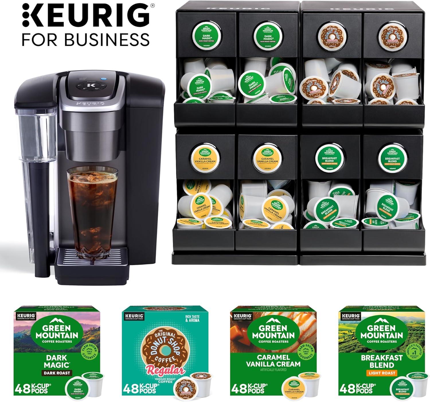 imageKeurig Small Office Coffee Station Bundle Includes K1550 Single Serve Coffee Maker 4 Value 48ct KCup Pod Coffee Boxes 192 Servings 1 KCupPod Merchandiser